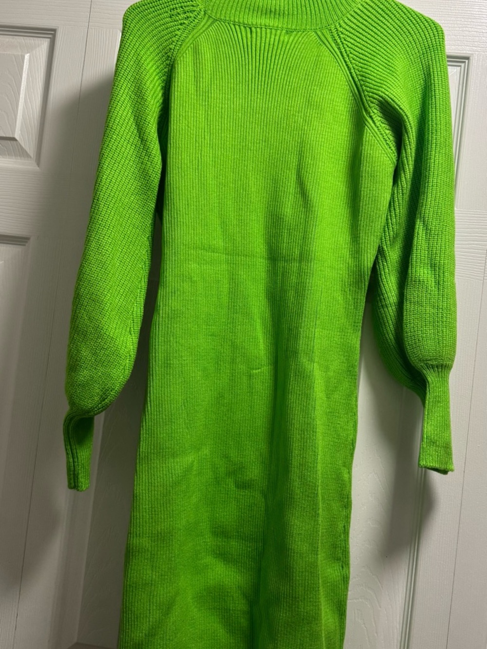 Fashion Nova Neon Green Ribbed Sweater Mini Dress - Picture 7 of 8